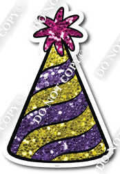 Small Yellow & Purple Sparkle Party Hat