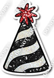 Small Black & White Sparkle Party Hat