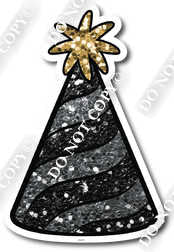 Small Black & Silver Sparkle Party Hat