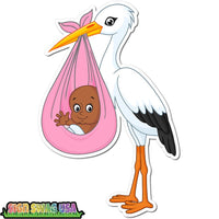 Baby Pink - Stork - Dark Skin Tone Baby w/ Variants