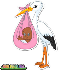 Baby Pink - Stork - Dark Skin Tone Baby w/ Variants