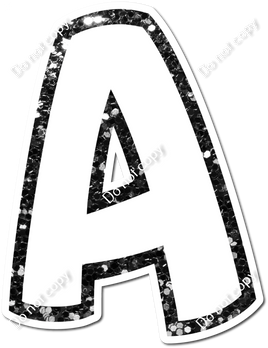 BB 18" Individuals - Flat White / Black Sparkle Outline