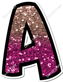 BB 18" Individuals - Rose Gold / Hot Pink Ombre Sparkle