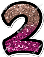 BB 23.5" Individuals - Rose Gold / Hot Pink Ombre Sparkle