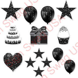 14 pc - Flair Set - Black Sparkle