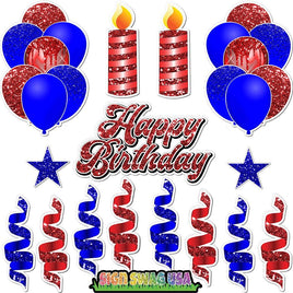 15 pc Blue & Red HBD Flair Package