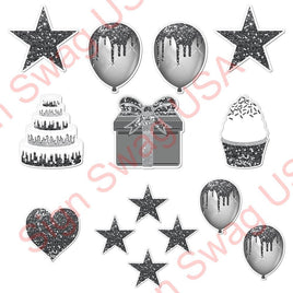 14 pc - Flair Set - Silver Sparkle