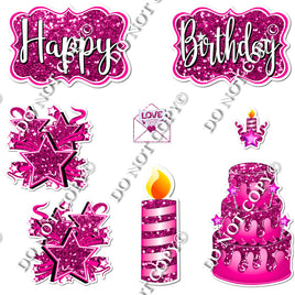 8 pc Quick Sets #1 - Sparkle Hot Pink Flair-hbd0591