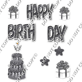 10 pc Happy Birthday - Swift - Silver & White Flair-hbd0686