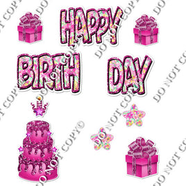 10 pc Happy Birthday - Swift - Hot Pink & Floral Flair-hbd0687