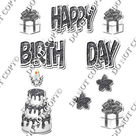 10 pc Happy Birthday - Swift Silver & White Flair-hbd0690
