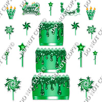 18 pc Sparkle Green Split Cake Set Flair-hbd0733