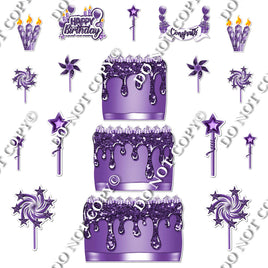 18 pc Sparkle Purple Split Cake Set Flair-hbd0736