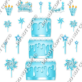 18 pc Flat Baby Blue Split Cake Set Flair-hbd0737