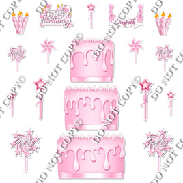 18 pc Flat Baby Pink Split Cake Set Flair-hbd0738