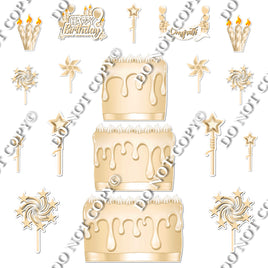 18 pc Flat Champagne Split Cake Set Flair-hbd0743