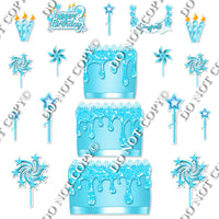 18 pc Sparkle Baby Blue Split Cake Set Flair-hbd0760
