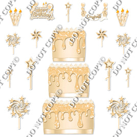 18 pc Sparkle Champagne Split Cake Set Flair-hbd0763