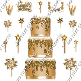 18 pc Sparkle Gold Split Cake Set Flair-hbd0766