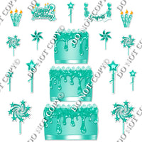 18 pc Sparkle Mint Split Cake Set Flair-hbd0771