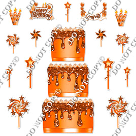 18 pc Sparkle Orange Split Cake Set Flair-hbd0773
