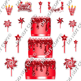 18 pc Sparkle Red Split Cake Set Flair-hbd0774