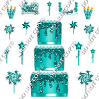18 pc Sparkle Teal Split Cake Set Flair-hbd0777