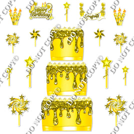 18 pc Sparkle Yellow Split Cake Set Flair-hbd0779