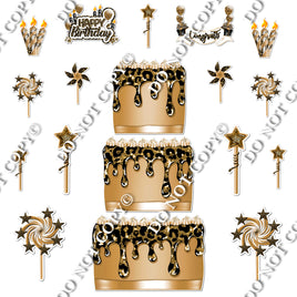 18 pc Sparkle Gold Leopard Split Cake Set Flair-hbd0784