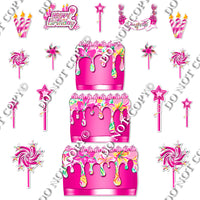 18 pc Sparkle Pink Floral Split Cake Set Flair-hbd0785