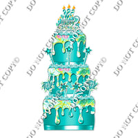 18 pc Sparkle Teal Floral Split Cake Set Flair-hbd0787