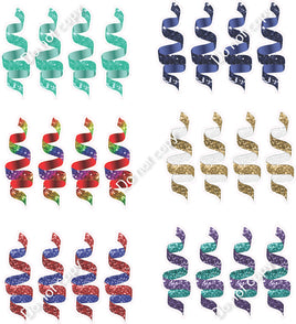 24 pc Sparkle - Mint, Navy Blue, Rainbow, Teal/Purple, White/Gold, Blue/Red Streamers