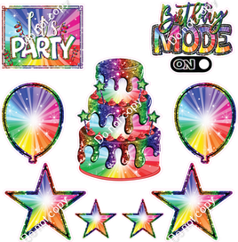 9 pc Rainbow Burst Birthday Flair Set Flair-hbd0801