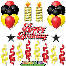 15 pc Flat Red, Black, Yellow HBD Flair Package