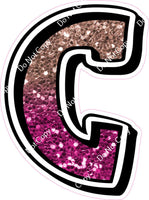 GR 18" Individuals - Rose Gold / Hot Pink Ombre Sparkle