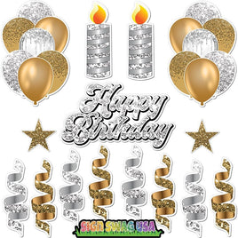 15 pc Gold & Light Silver HBD Flair Package
