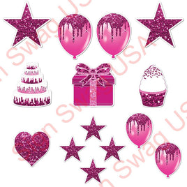 14 pc - Flair Set - Hot Pink Sparkle