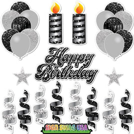 15 pc Light Silver & Black HBD Flair Package