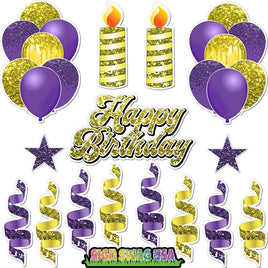 15 pc Purple & Yellow HBD Flair Package