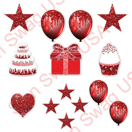 14 pc - Flair Set - Red Sparkle