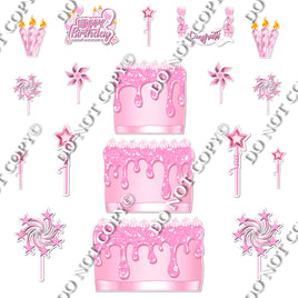 18 pc Sparkle Baby Pink Split Cake Set Flair-hbd0730