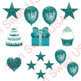 14 pc - Flair Set - Teal Sparkle