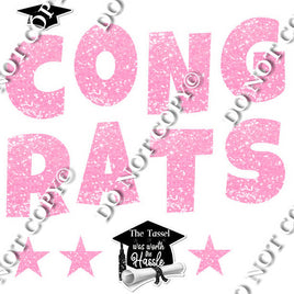 13 pc Individual Letter Congrats - Baby Pink Sparkle