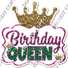 Birthday Queen Green, Pink w/ Crown