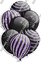 All Black Balloons - Lavender Sparkle Accents