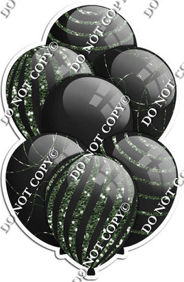 All Black Balloons - Sage Sparkle Accents