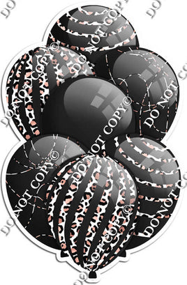 All Black Balloons - White Leopard Sparkle Accents