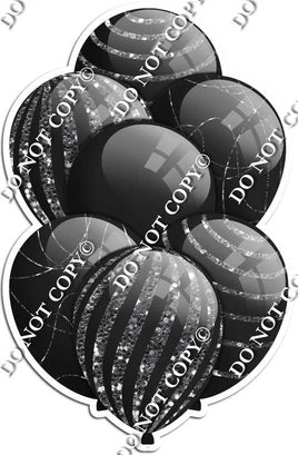 All Black Balloons - Silver Sparkle Accents
