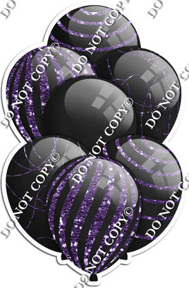 All Black Balloons - Purple Sparkle Accents