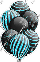 All Black Balloons - Baby Blue Sparkle Accents